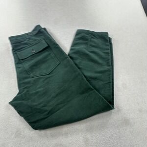 Universal Works Pants Mens 34 Green Flannel Cotton Straight Leg Chino Workwear